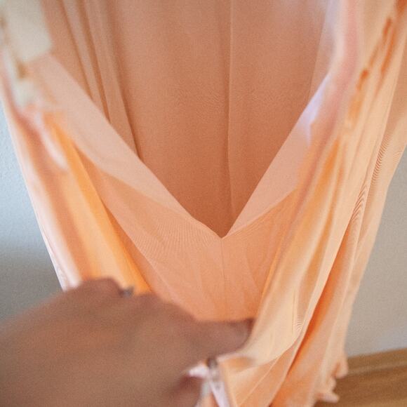 Vintage Priscilla of Boston Ruffle Shoulder Peach 60s Prom Dress Gown - Picture 5 of 5